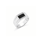 Rectangular Black Onyx & Cubic Zirconia Ring - Karen's Fine Jewellery
