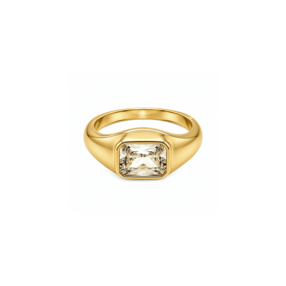 Rectangular Cubic Zirconia Bezel Set Ring - Karen's Fine Jewellery