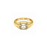 Bague avec oxyde de zirconium rectangulaire serti clos