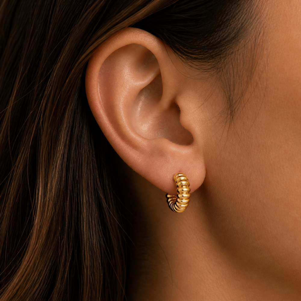 Ribbed Huggie Earrings - Karen's Fine Jewellery