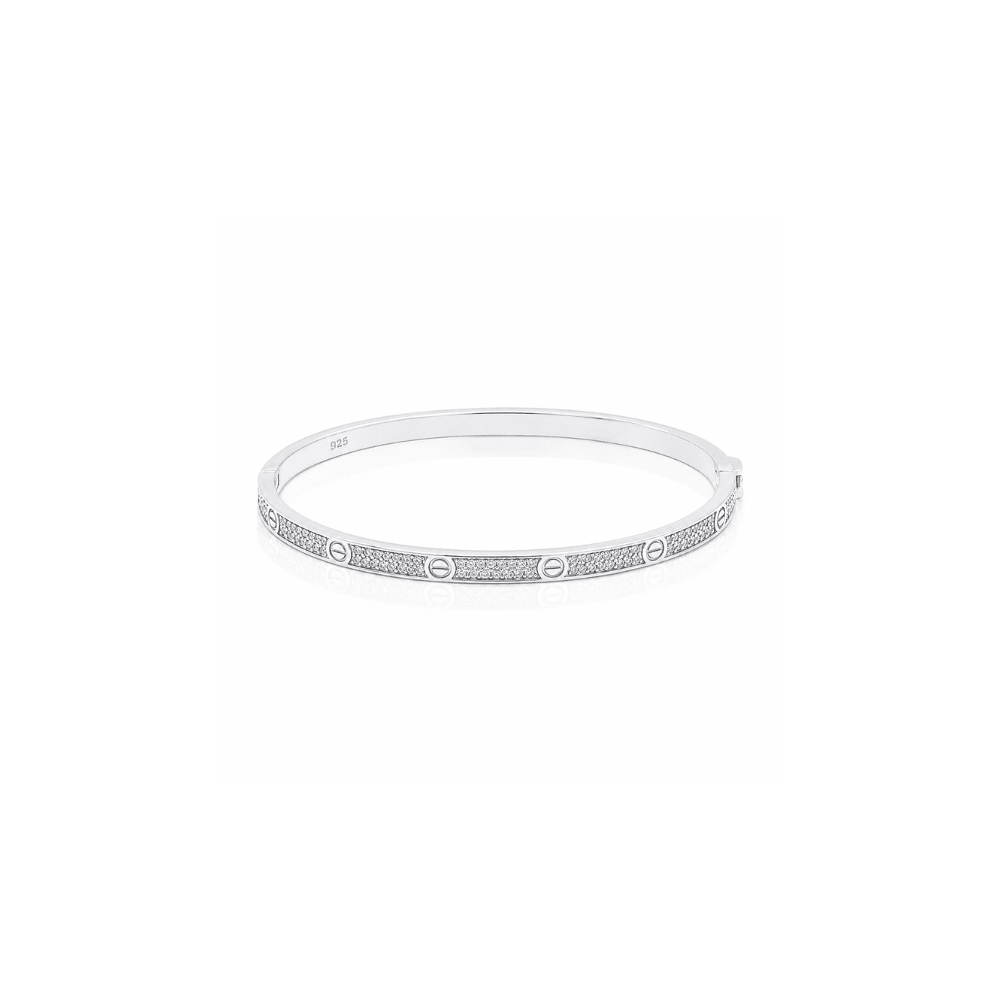 Silver Nova Pave Bangle (3.7mm) - Karen's Fine Jewellery