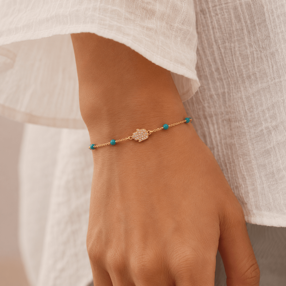 Turquoise Hamsa Bracelet - Karen's Fine Jewellery