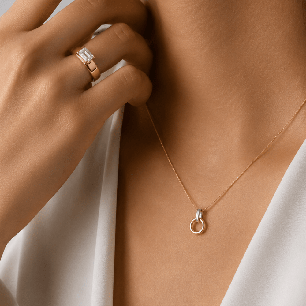 Two - Tone Circle Necklace - Karen's Fine Jewellery