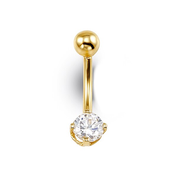 Yellow Gold Round Belly Button Ring