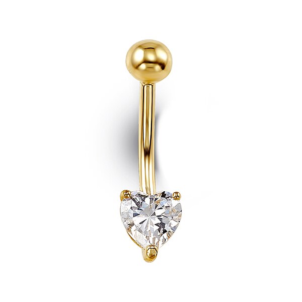 Yellow Gold Heart Belly Button Ring