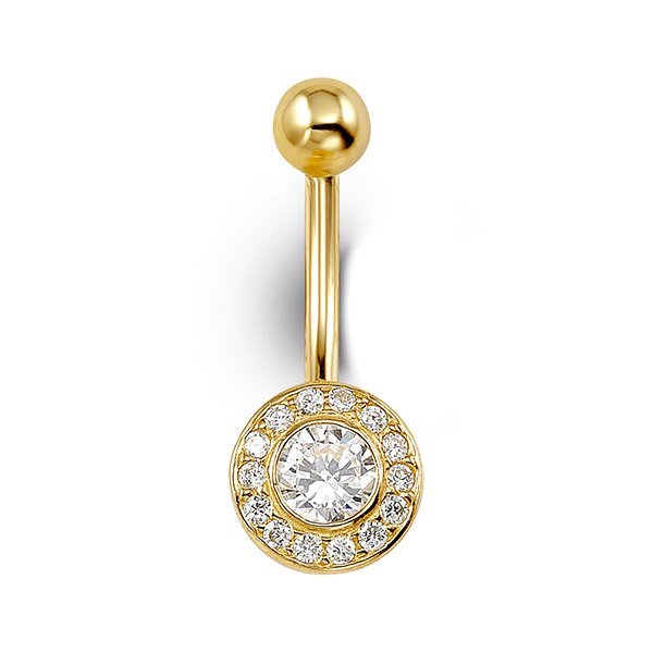 Yellow Gold Halo Belly Button Ring