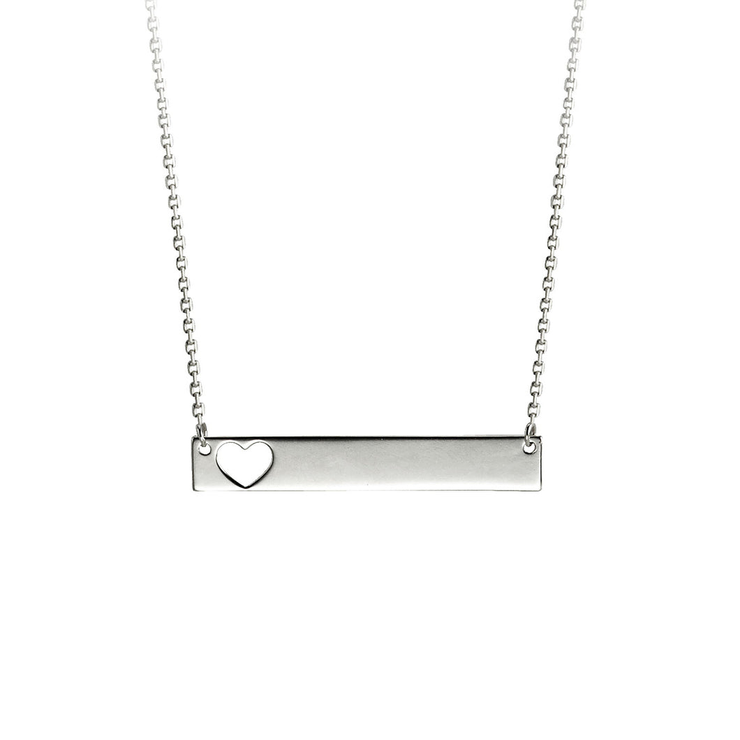 White Heart Bar Necklace