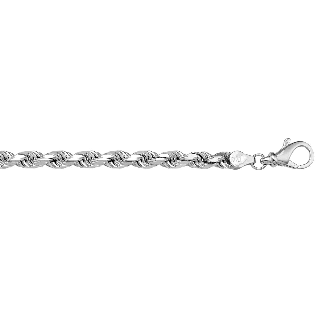 White Gold Solid Diamond Cut Rope Chain